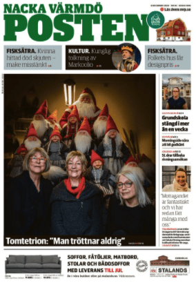 Tomte trion i tidningen Nacka Värmdö posten